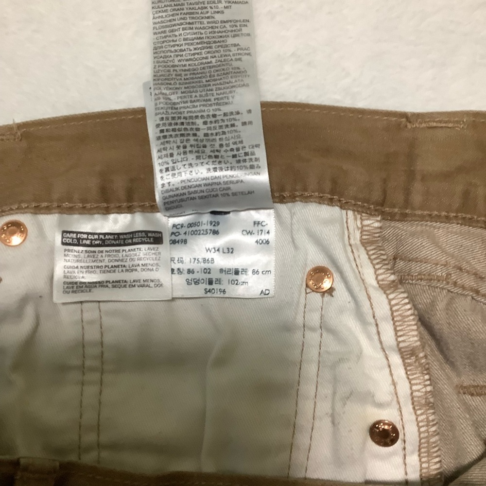 Levi’s 501 Original Fit Men’s Jeans Tan Size 34 x 30 - Picture 3 of 9